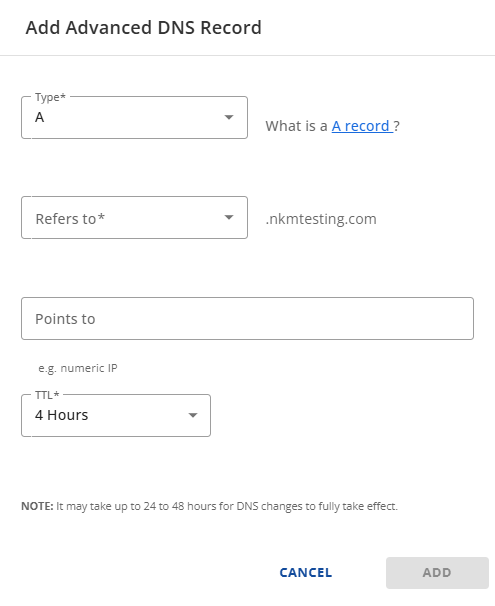 Add record button
