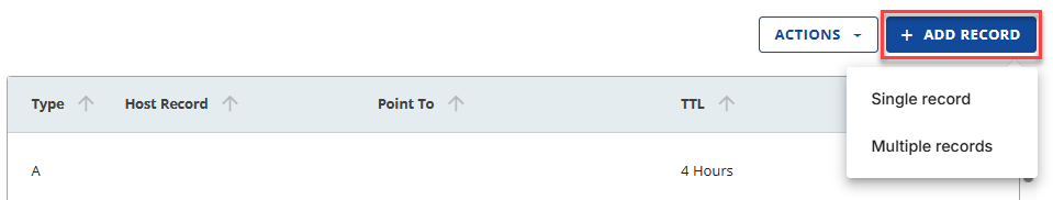 Add record button