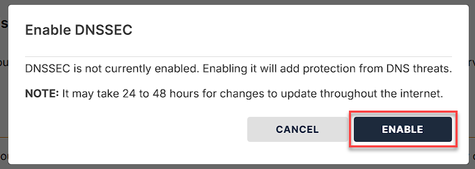 Domains tab - DNS tab - enable DNSSEC