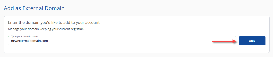 Connect an External Domain - Add