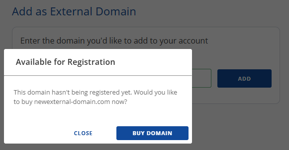 Connect an External Domain - Available for Registration