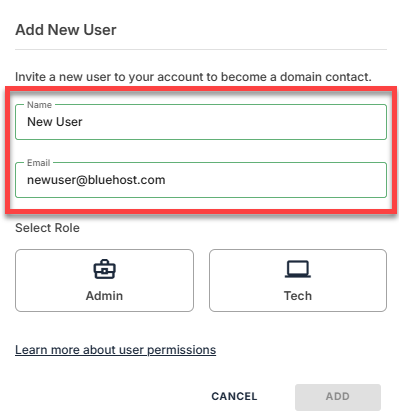Edit Domain Contacts - Enter details of the new domain contact