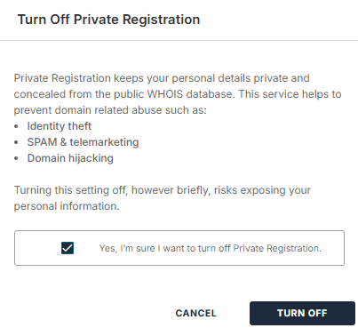 Turn Off Private Registration pop-up