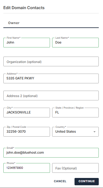 Contacts tab - Edit details