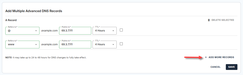 Multiple Records - Add More Records