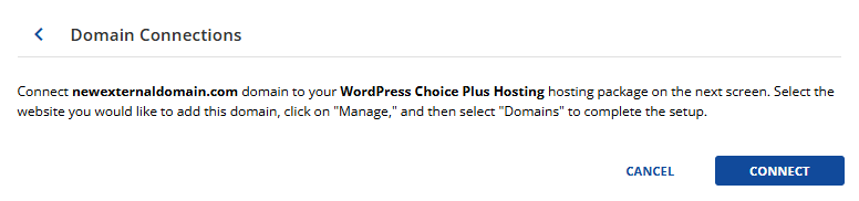 Connect an External Domain - Domain Connections - Connect