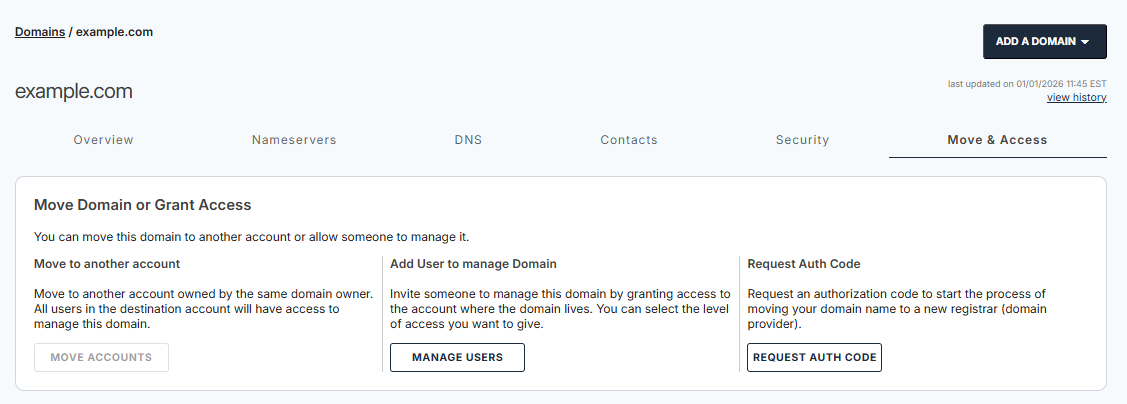Move & Access tab interface