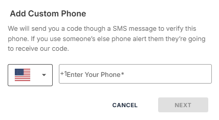 Add Custom Phone - Enter phone number