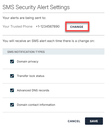 SMS Security Alerts - Change Trusted phone number