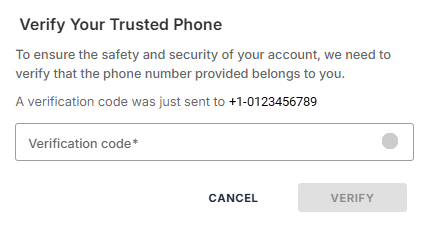 SMS Security Alerts - Emter verification code