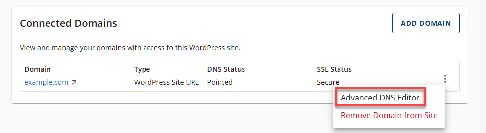 Redirect a domain - Domains tab