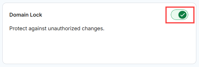 Bluehost Account Manager Domains Tab - Domain Lock Turn On