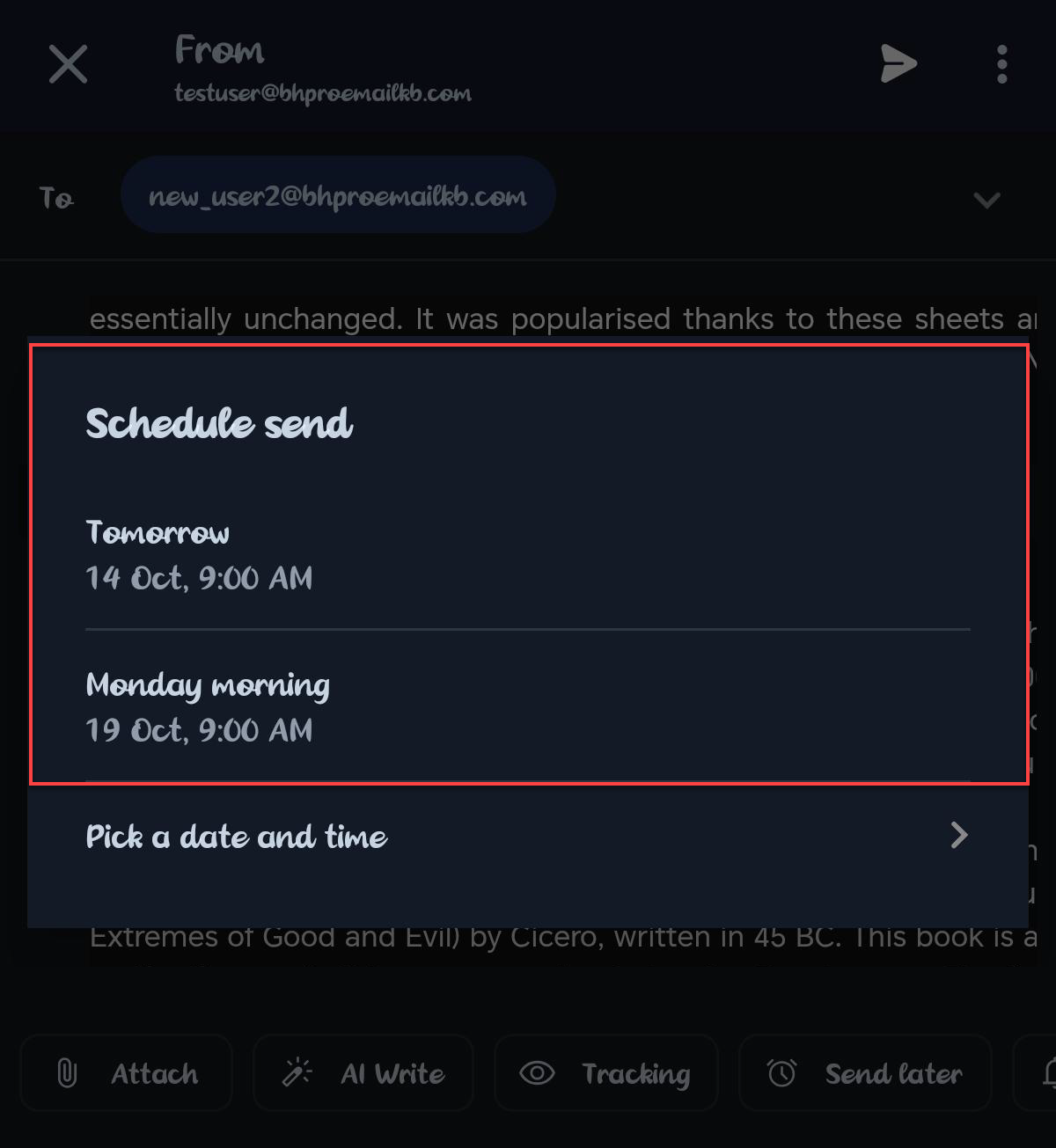 Professional Email Android - Send Later - Schedule Send