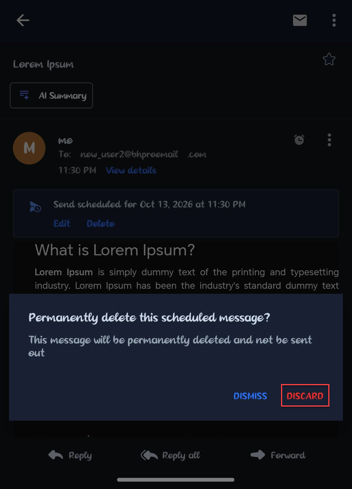 Professional Email Android - Send Later - Delete