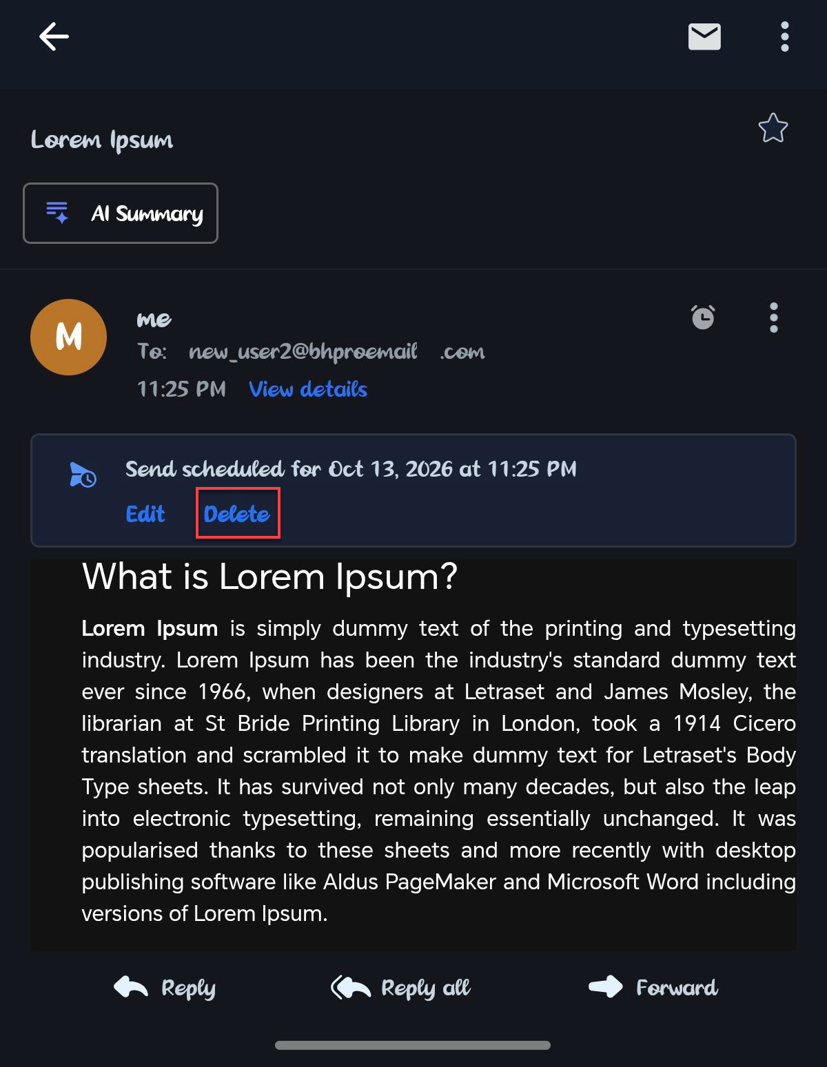 Professional Email Android - Send Later - Delete