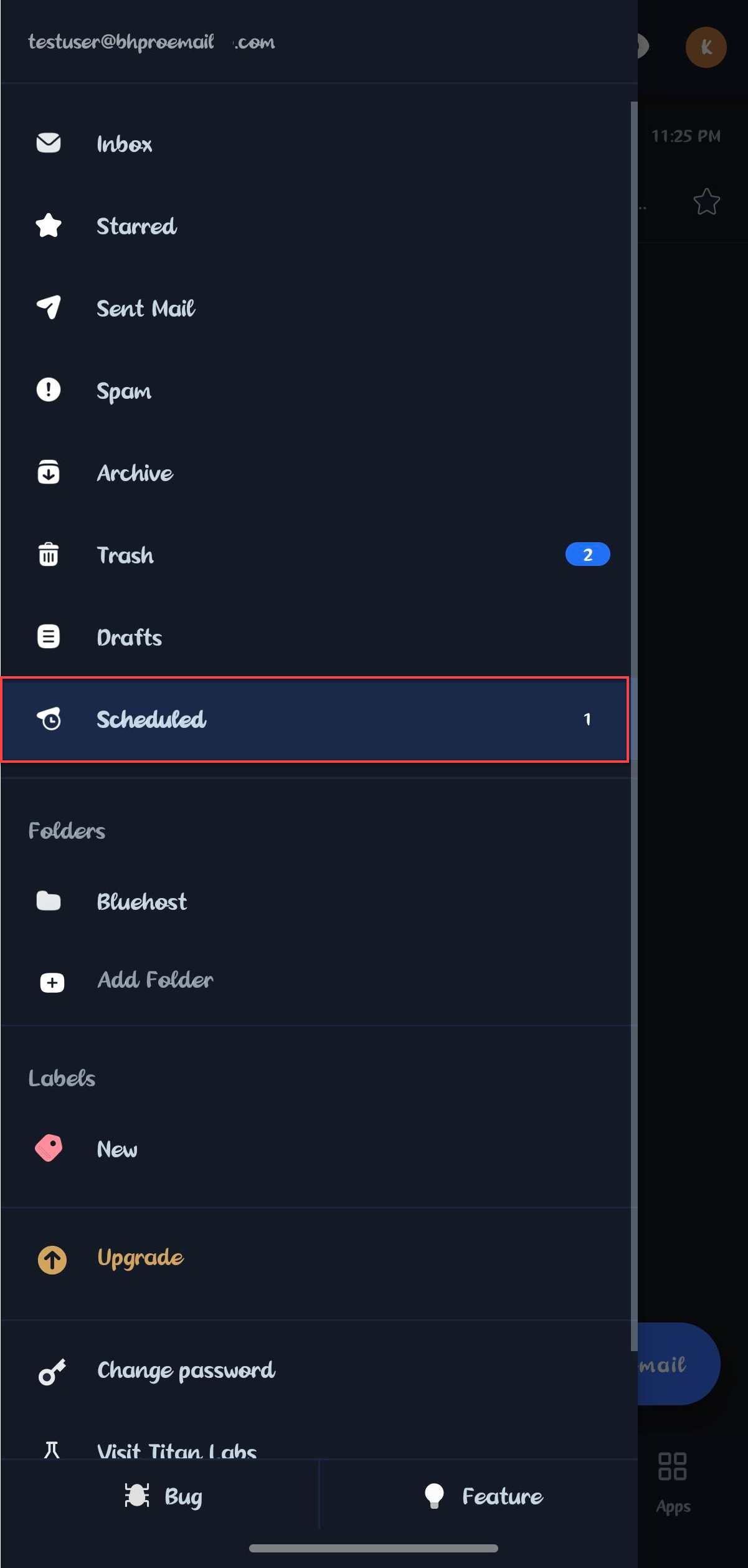 Professional Email Android - Send Later - Scheduled Folder