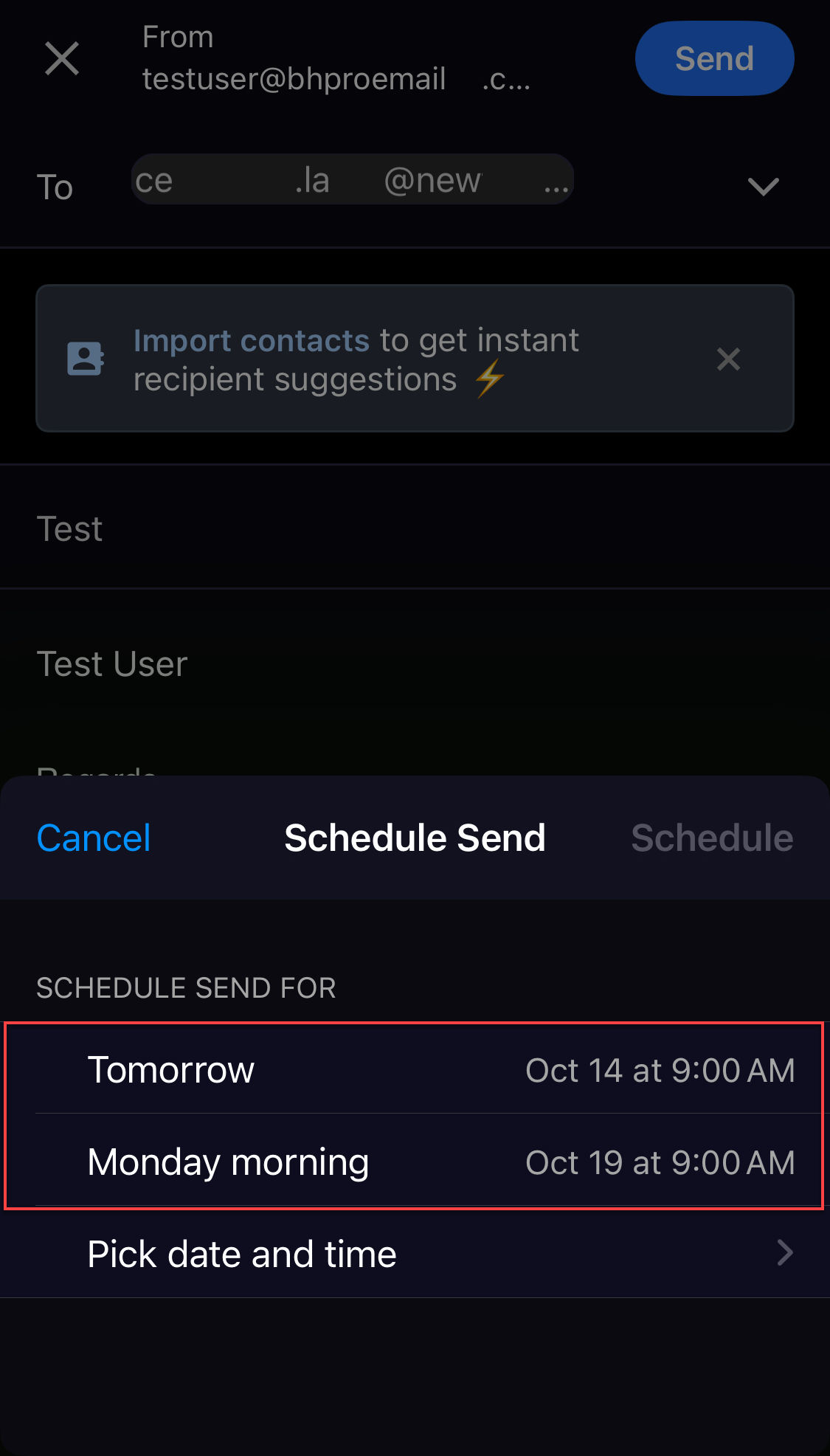 Professional Email iOS- Send Later - Schedule Send