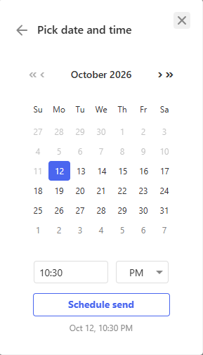 Professional Email - Send Later - Select the desired date