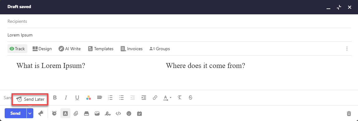 Professional Email - Send Later