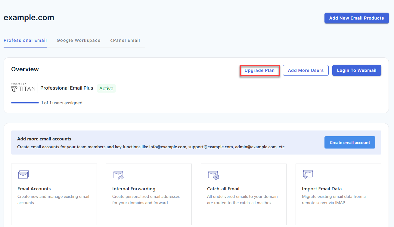 Professional Email - Upgrade Plan
