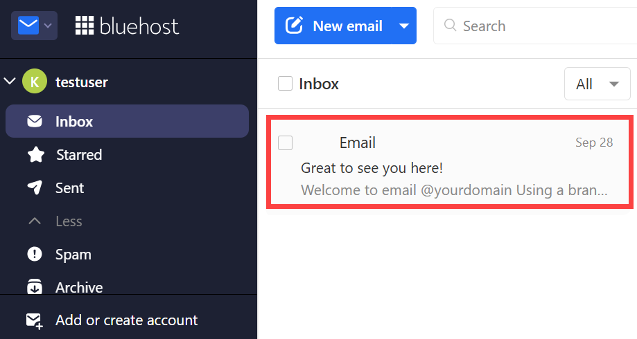 Open email in Professional Email webmail