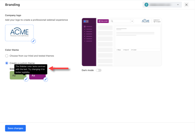 Professional Email - Branding - Color theme - Lacks contrast