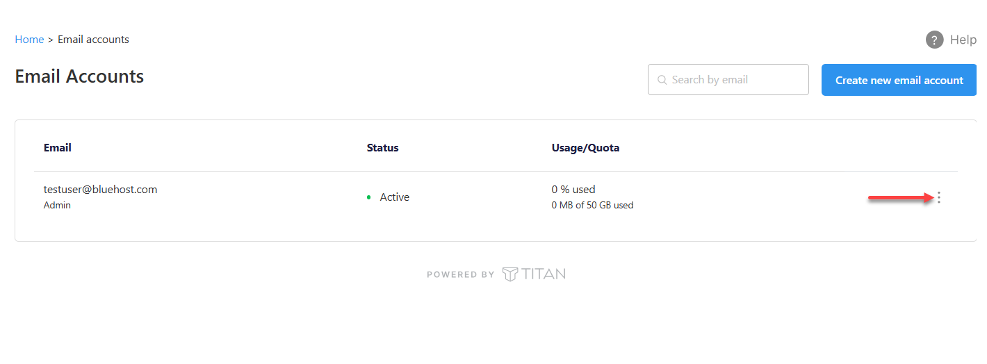 Professional Email Tab - Email Accounts - Ellipsis icon