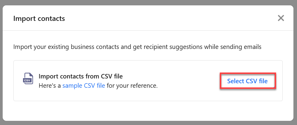 Professional Email Tab - Email Accounts - Select CSV File