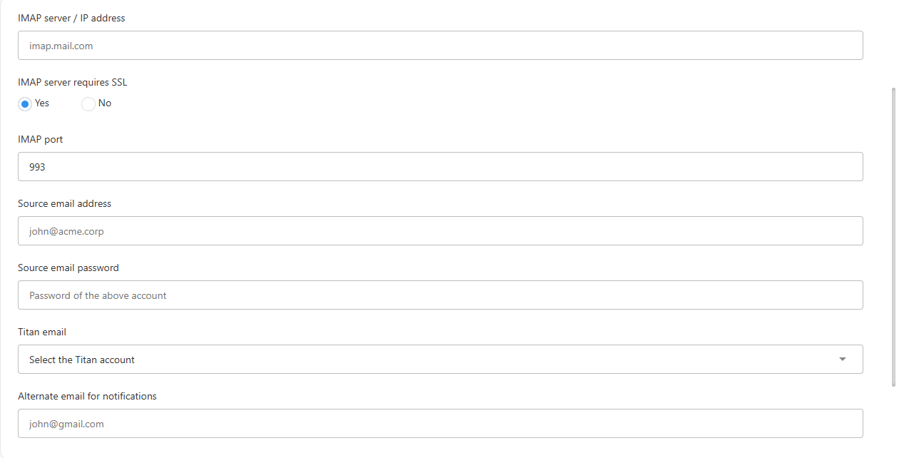 Professional Email Tab - Import Email Data - Import Mailbox - Credentials