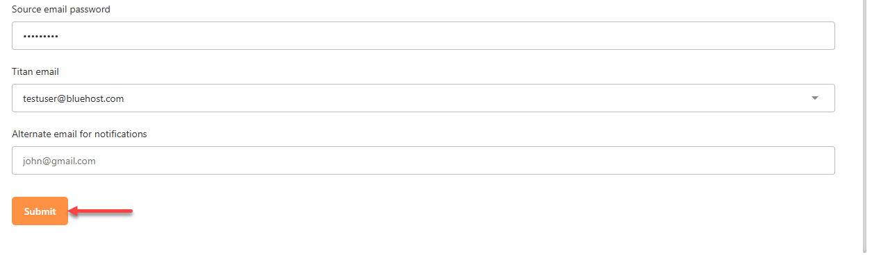 Professional Email Tab - Import Email Data - Import Mailbox - Submit