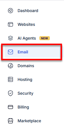 Bluehost Portal - Email tab