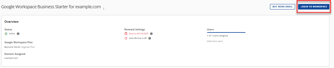 Login to Workspace button