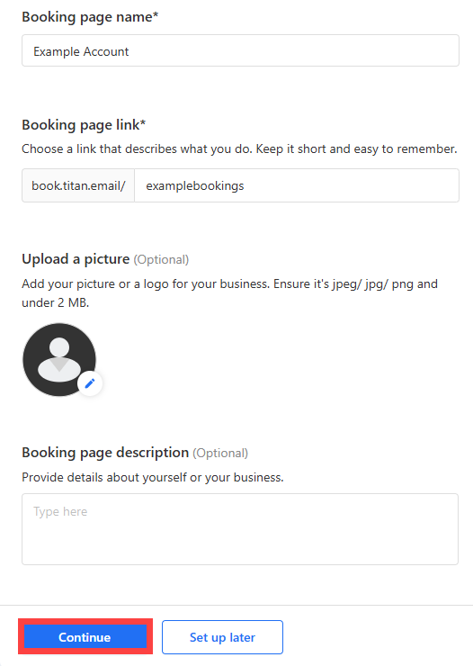 Create a booking page form