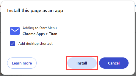BH AM - Professional Email - Chrome - Install Page as App - Install