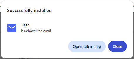 BH AM - Professional Email - Chrome - Install Page as App - Successful Install
