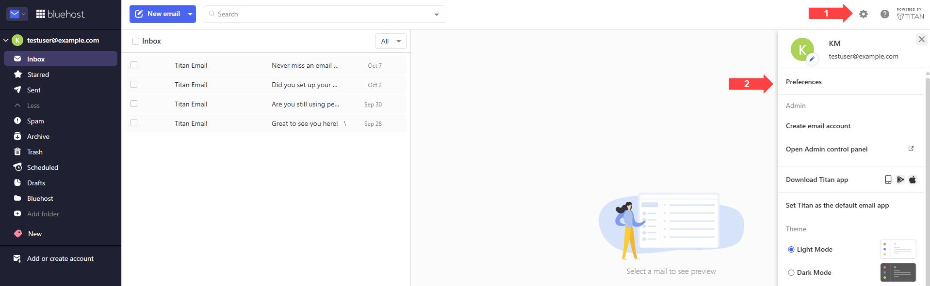 BH AM - Titan Webmail - Settings - Preferences