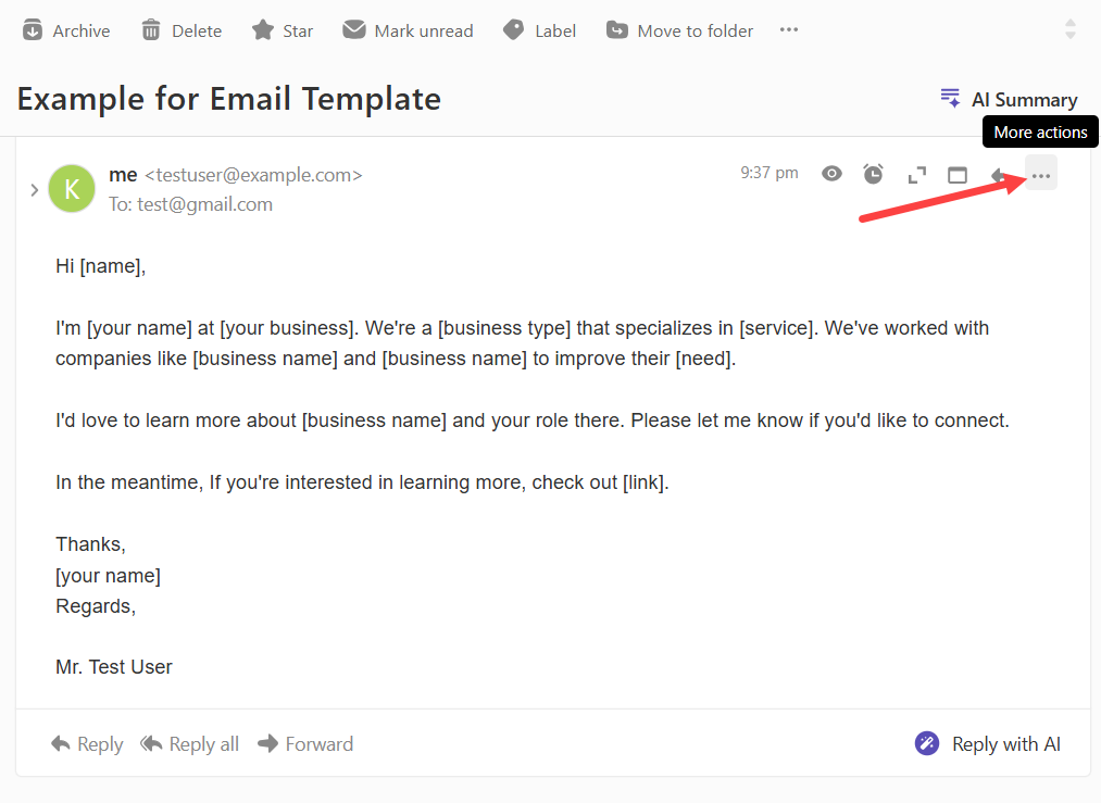 BH AM - Professional Email - Save as Template