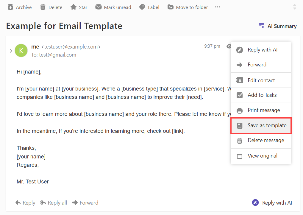 BH AM - Professional Email - Save as Template