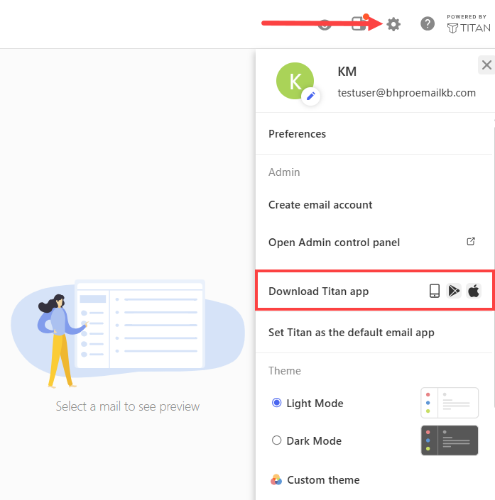 BH AM - Professional Email - Settings - Download Titan App