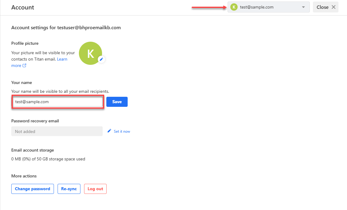 Professional Email - Your name field
