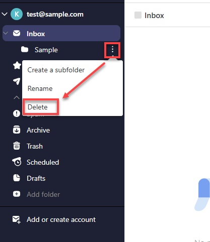 Professional Email webmail - Delete a folder