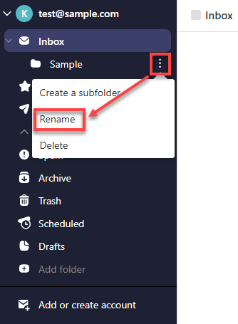 Professional Email webmail - Rename a folder