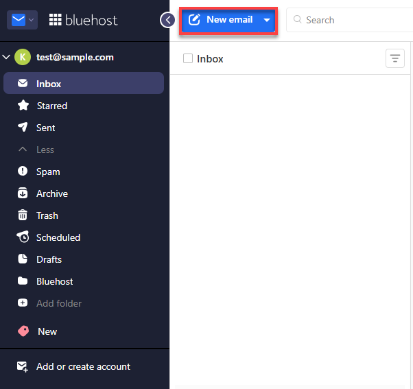 Professional Email webmail - New email button