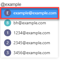 Professional Email webmail - Selecting a contact to mention