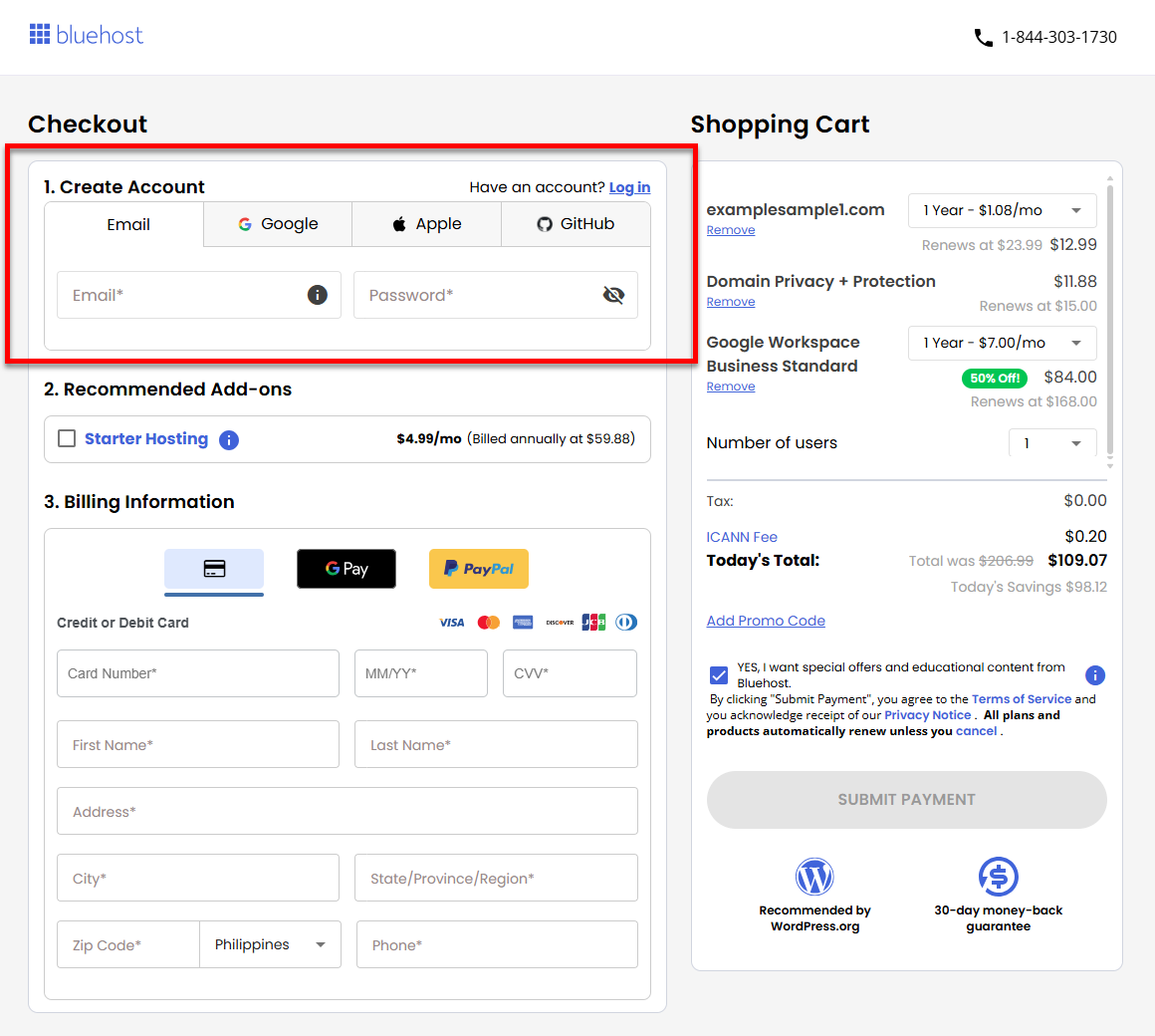 Google Workspace - Checkout - Create an account