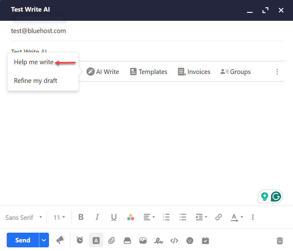 Titan Webmail - New Email - Help me write