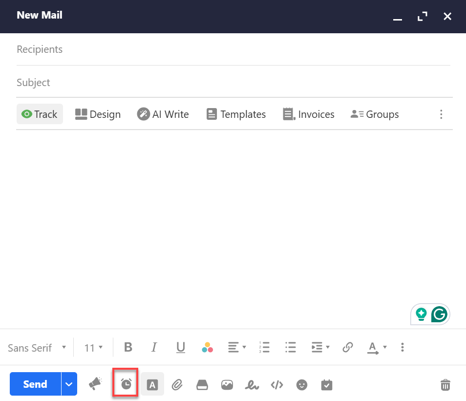 Professional Email Webmail - New Mail - Clock Icon