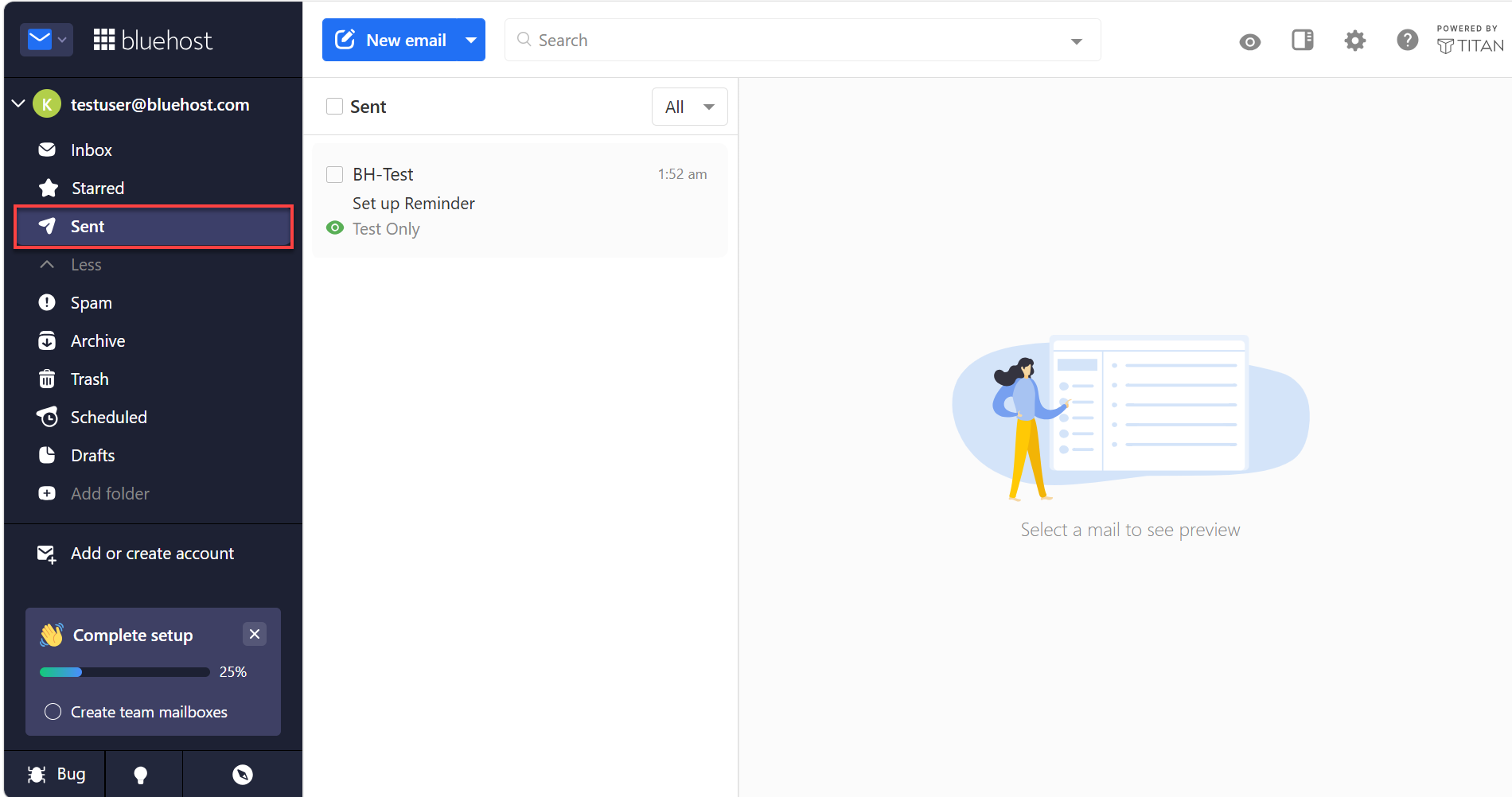 Professional Email Webmail - Sent Folder
