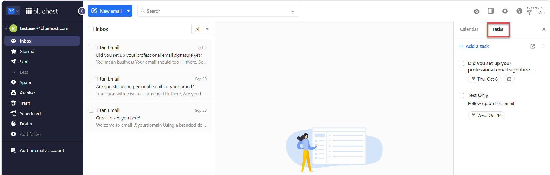 Titan Webmail - Task -Side Panel