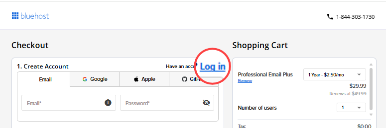Professional Email - Log in